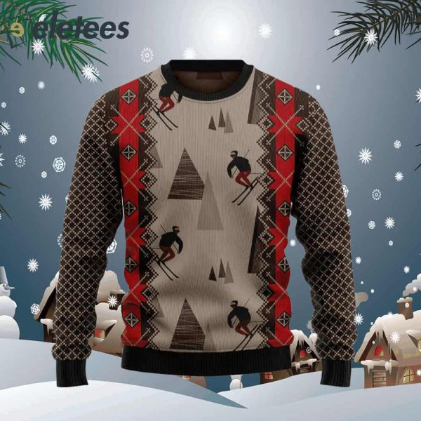 Skiing Beauty Ugly Christmas Sweater