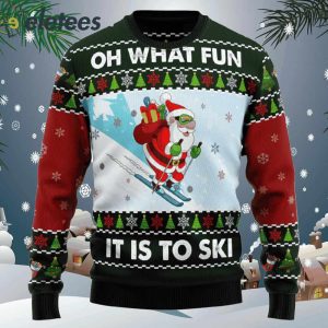 Skiing Oh What Fun Ugly Christmas Sweater