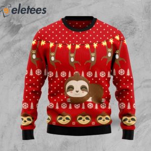 Sloth Lover Red Ugly Christmas Sweater 1