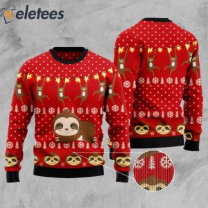 Sloth Lover Red Ugly Christmas Sweater 2