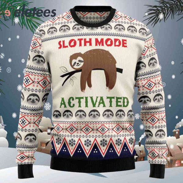 Sloth Mode Activated Ugly Christmas Sweater