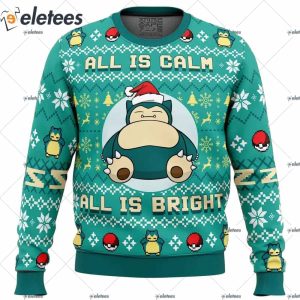 Snorlax Pokemon All is Calm All Bright Ugly Christmas Sweater