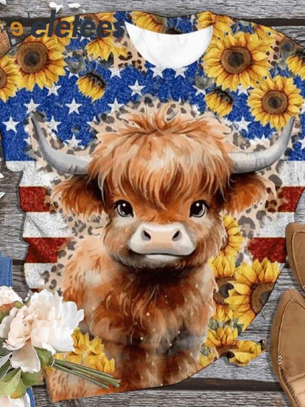 Sunflower USA Highland Cow Print Casual Shirt