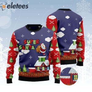 Super Santa Runs Into A Chimney Ugly Christmas Sweater 2
