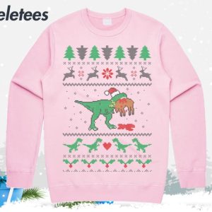 T Rex Eating Reindeer Ugly Christmas Sweater 2