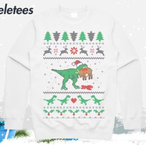 T Rex Eating Reindeer Ugly Christmas Sweater 4