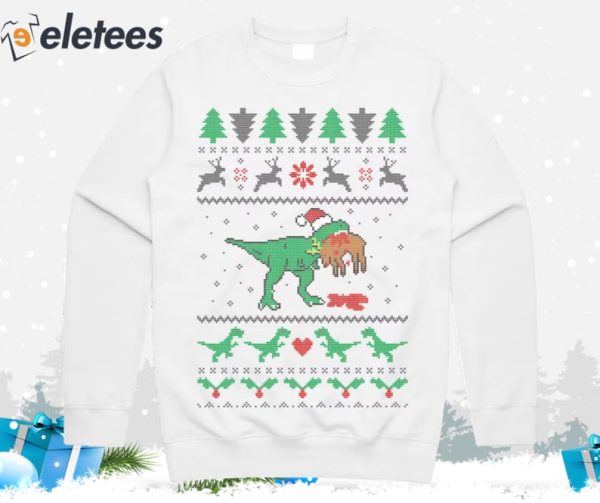 T-Rex Eating Reindeer Ugly Christmas Sweater