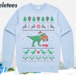 T Rex Eating Reindeer Ugly Christmas Sweater 5
