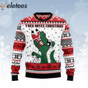 T Rex Hates Christmas Ugly Sweater 1
