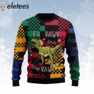 T rex Rawr Rawr Rawr Ugly Christmas Sweater 1