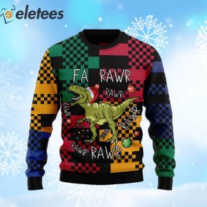 T rex Rawr Rawr Rawr Ugly Christmas Sweater 2