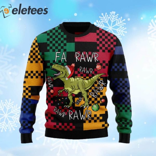 T-rex Rawr Rawr Rawr Ugly Christmas Sweater