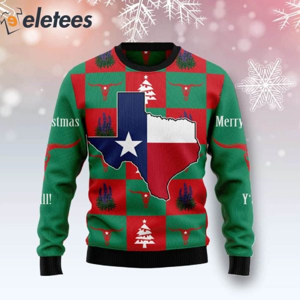 Texas Merry Christmas Y’all Ugly Sweater