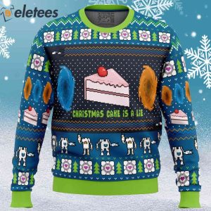 The Christmas Cake Is A Lie Portal 2 Ugly Christmas Sweater 1