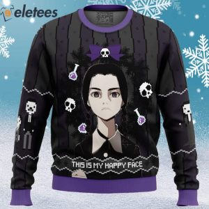 This Is My Happy Face Wednesday Addams Ugly Christmas Sweater 1