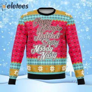 Tik Tok Classy Bougie Ratchet Ugly Christmas Sweater 1