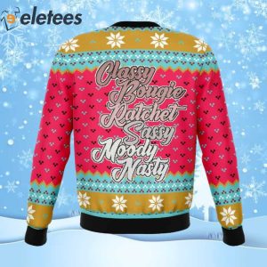 Tik Tok Classy Bougie Ratchet Ugly Christmas Sweater 4