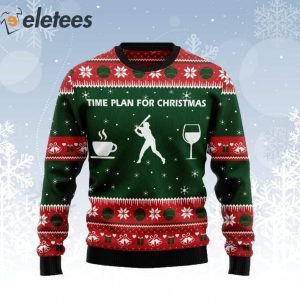 Time Plan For Christmas Baseball Ugly Christmas Sweater 1