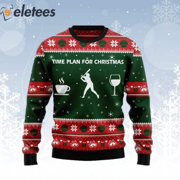 Time Plan For Christmas Baseball Ugly Christmas Sweater