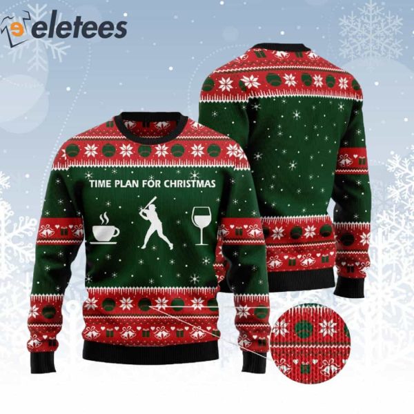 Time Plan For Christmas Baseball Ugly Christmas Sweater