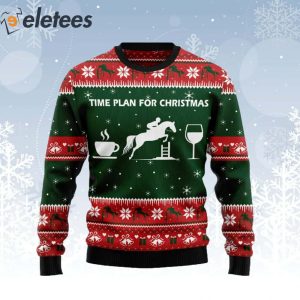 Time Plan For Christmas Jumping Horse Ugly Christmas Sweater