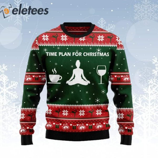 Time Plan For Christmas Yoga Ugly Christmas Sweater