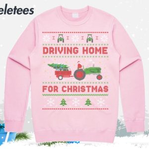 Tractor Driving Home For Christmas Ugly Christmas Sweater 2