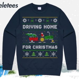 Tractor Driving Home For Christmas Ugly Christmas Sweater 3