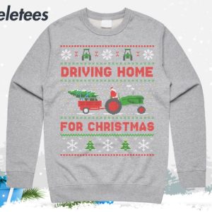 Tractor Driving Home For Christmas Ugly Christmas Sweater 4