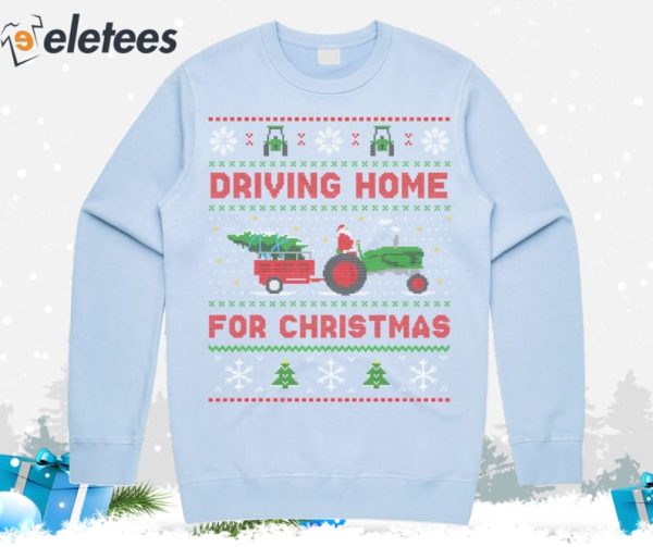 Tractor Driving Home For Christmas Ugly Christmas Sweater