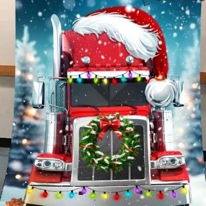 Truck And Santa Hat Merry Christmas Blanket 1