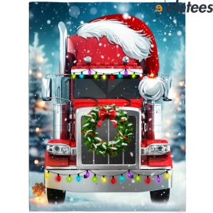 Truck And Santa Hat Merry Christmas Blanket 3