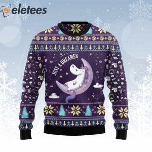 Unicorn Just A Dreamer Ugly Christmas Sweater