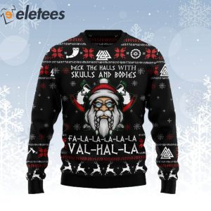 Viking Deck The Halls With Skulls Ugly Christmas Sweater 1