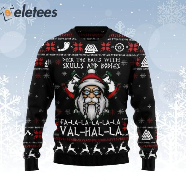 Viking Deck The Halls With Skulls Ugly Christmas Sweater