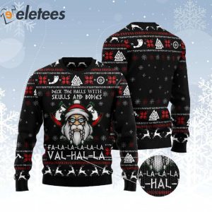 Viking Deck The Halls With Skulls Ugly Christmas Sweater 2