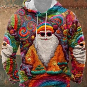 Vintage Colorful Santa Hoodie