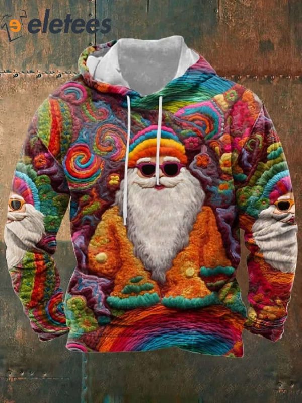 Vintage Colorful Santa Hoodie