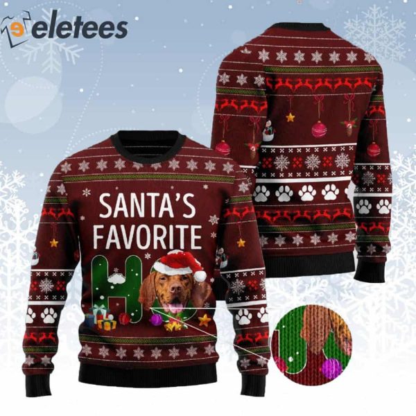 Vizsla Santa’s Favorite Ho Ugly Christmas Sweater