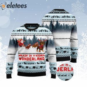 Walkin In A Weiner Wonderland Dachshund Ugly Christmas Sweater 2
