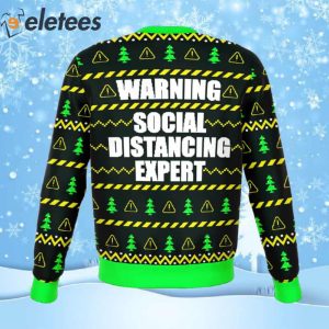 Warning Social Distancing Expert Ugly Christmas Sweater 2
