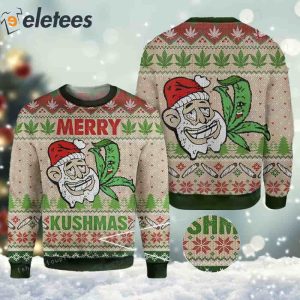Weed 420 Merry Kushmas Santa Knitting Pattern Ugly Sweater1