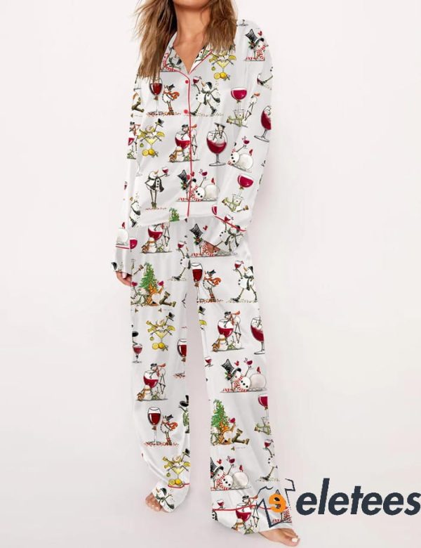 Winey Snowman Long Pajama Set