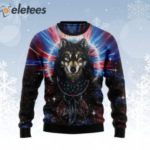 Wolf Dream Catcher Ugly Christmas Sweater 1