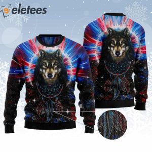 Wolf Dream Catcher Ugly Christmas Sweater 2