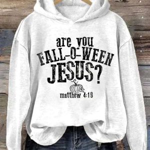 Womens Are You Fall O Ween Jesus Matthew 419 Print Casual Hoodie 2