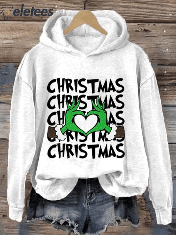 Women’s Casual Christmas Letter Grinch Sweatshirt