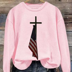 Womens Casual Cross Print Long Sleeve Sweatshirt 3
