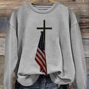 Womens Casual Cross Print Long Sleeve Sweatshirt 4