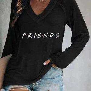 Womens Casual Friend Print Long Sleeve Shirt 2